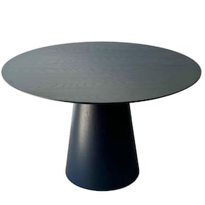 Mesa De Jantar Cone Redonda 160 Cm Base Madeira ébano Tampo ébano