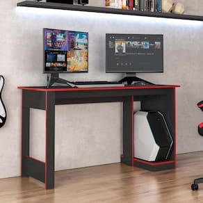 Mesa Gamer Computador Escrivaninha Preta Vermelha Caemmun