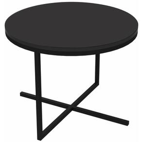 Mesa Lateral Redonda Volpi Artesano 36 Cm (altura) Em Mdp Bp Estrutura Preta Metálica Em Aço Preto