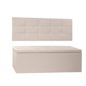 Kit Painel E Calçadeira Baú Solteiro 0,90m Roma Corano - Pallazio Cor Bege
