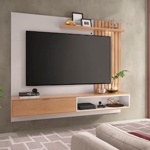Painel Home Suspenso Tv Até 60 1 Porta 1 Prateleira Tocantins 1.6 Off White Freijó Off White Freijó
