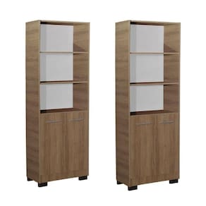 Kit 2 Estante Para Livros Onix Mel 4 Prateleira Com Porta