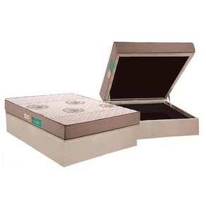 Cama Box Baú Casal: Colchão Espuma D33 Polar Pérola + Base CRC Suede Clean(138x188)