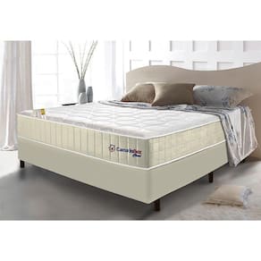 Conjunto Cama Box Casal Com Molas Ensacadas Cama Inbox Cloud Bege 138x188x67