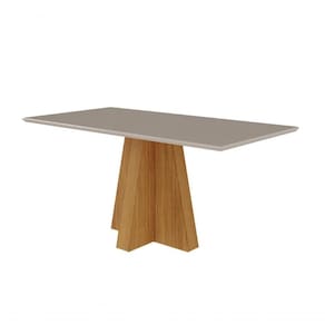 Conjunto Sala De Jantar 160x80 Tampo Mdf/vidro 6 Cadeiras Paola Cimol Nature/offwhite/nude