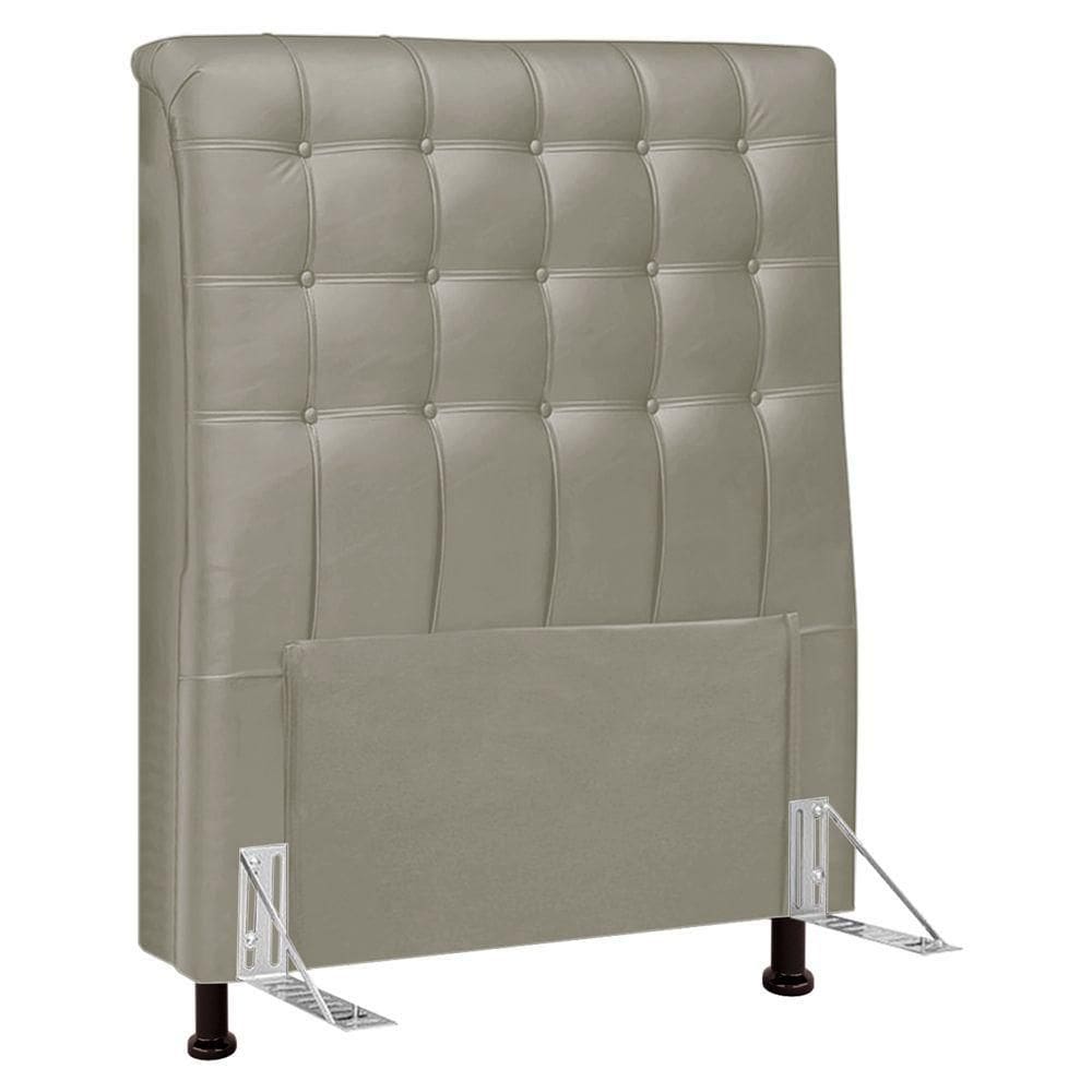 Cabeceira Cama Box Solteiro Ciara 90cm Botonê Com Frame Linho Bege