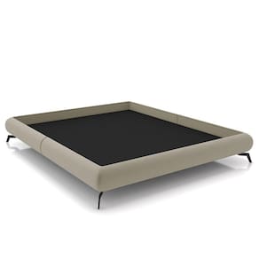 Cama Casal Base Box 138x188cm Pés De Ferro Cold P02 Veludo Bege - Mpozenato