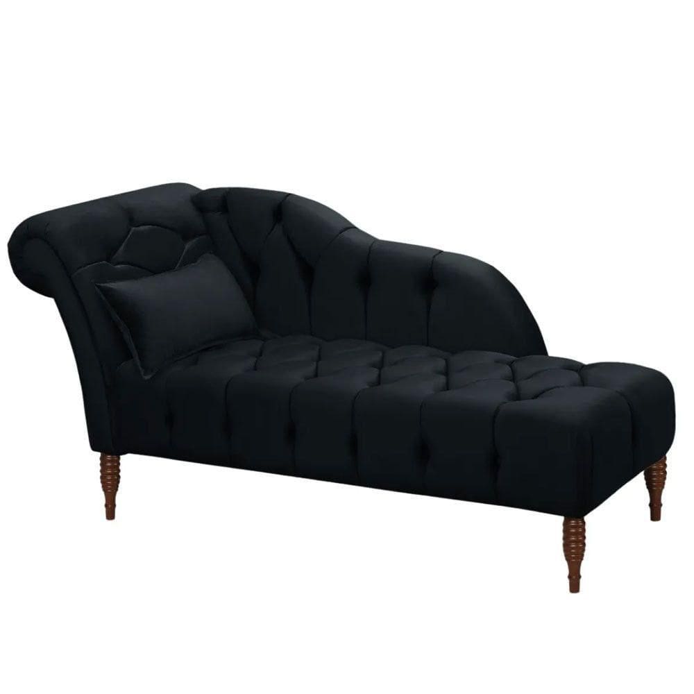 Chaise Longue Divã Montreal 160cm Veludo Shop Das Cabeceiras Preto