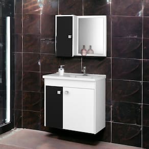Conjunto Para Banheiro Munique Branco e Preto Fosco Bechara