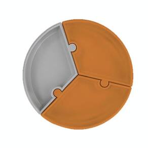 Prato Infantil de Silicone Encaixe Puzzle Marrom e Cinza - Minikoioi