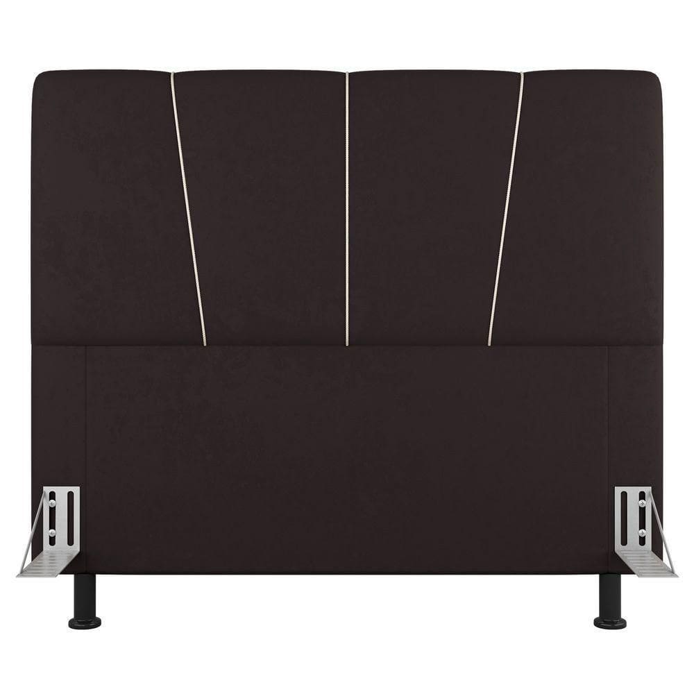 Cabeceira Cama Box Casal Queen Size Amber 160cm Estofada Suede Marrom - Abmaza