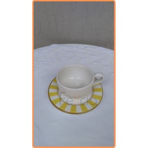 Xícara de Café Branca com Pires Stripe Amarelo 80ml - Alleanza
