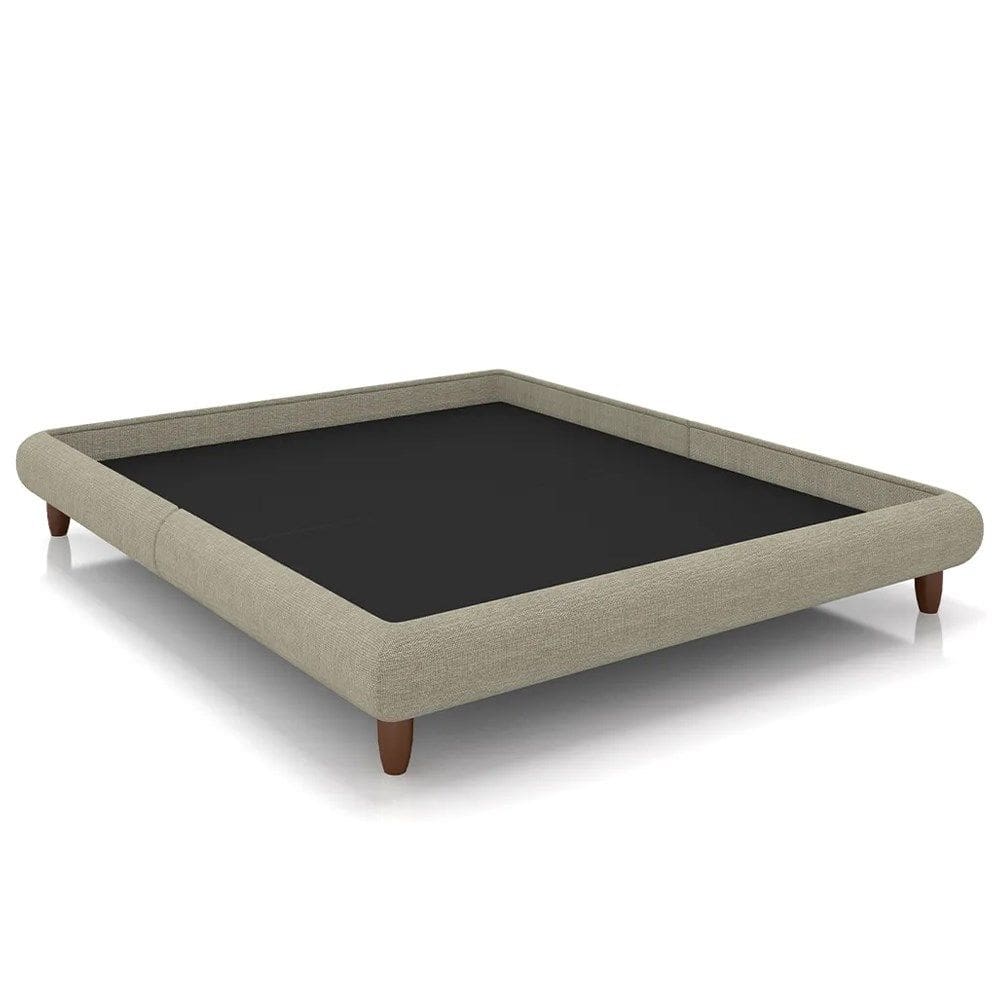 Cama Casal Base Box 138x188cm Pés Madeira Cold P02 Veludo Bege - Mpozenato