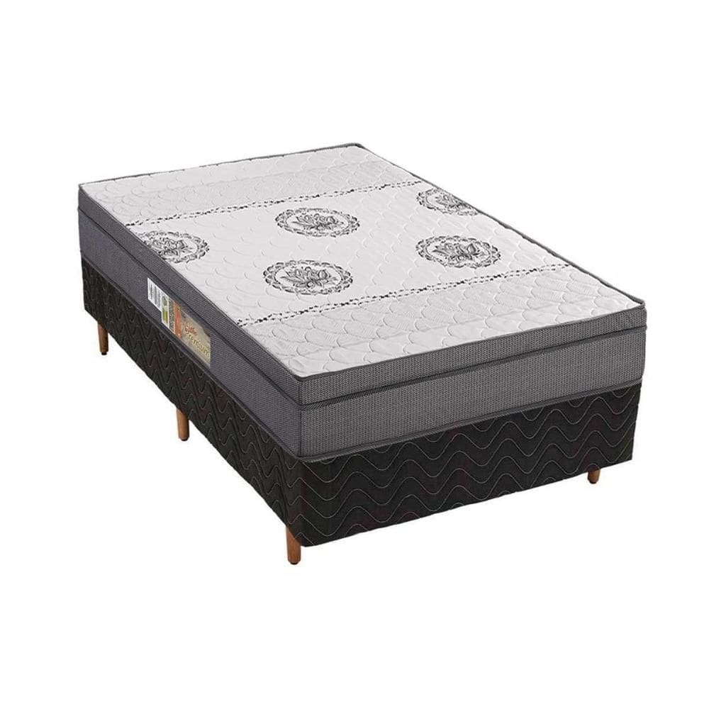 Cama Box Solteiro: Colchão Ortopédico Polar D28/EP Anatômico Orthopremium + Base CRC Rústico Black(88x188)