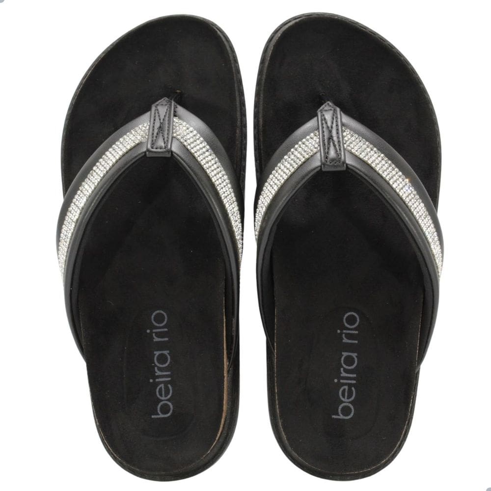 Tamanco Beira Rio Strass Preto