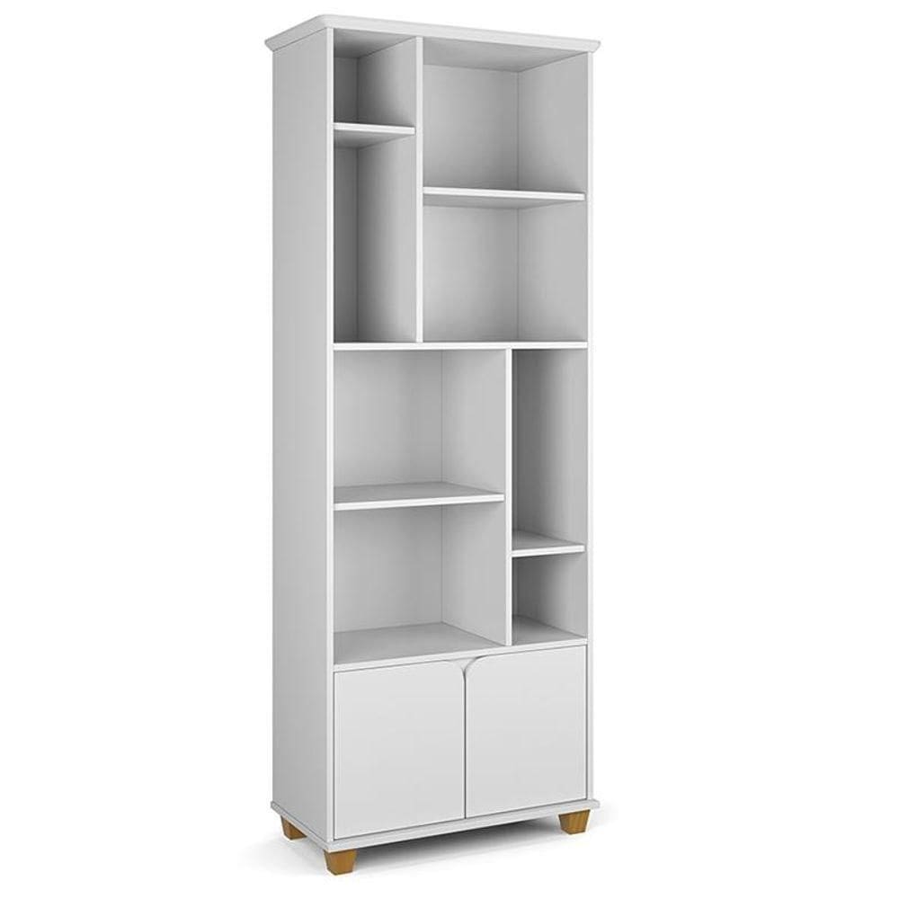 Livreiro Taurus Sala Escritório Com 2 Portas E Nichos Branco Branco
