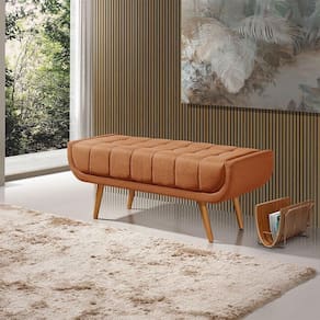 Recamier França 1,50m Com Base Madeira Linho Sofatec Tijolo