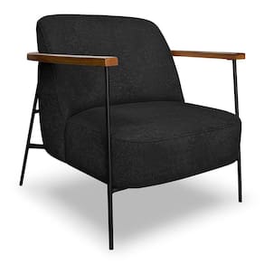 Poltrona Decorativa Celeste Linho Bouclê Base De Ferro Preto - Pallazio Cor Preto