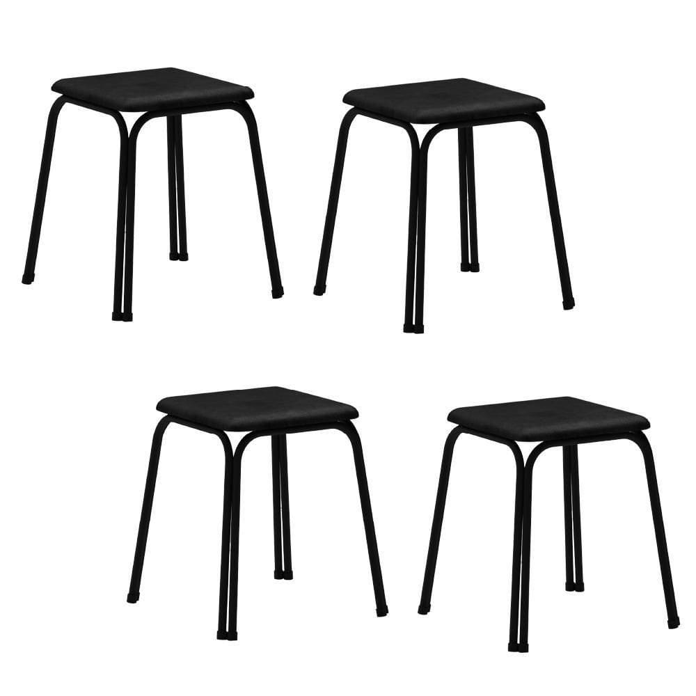 Conjunto 4 Banquetas Napa 1748 Carraro - Preto Preto