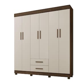 Roupeiro Copacabana New 6 Portas 2 Gavetas Benetil Imbuia/off White