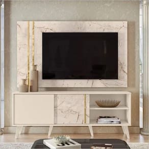 Rack Com Painel Madetec Cronos Para Tv Até 65 Polegadas Calacata/off White