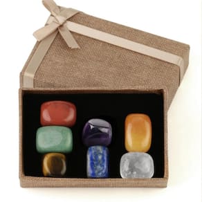 Pacote de pedras com 7 cubos de chakras/Reiki com jaspe vermelho, jade laranja
