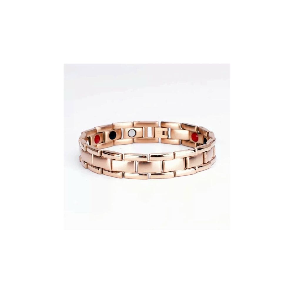 Pulseira de terapia magnética em ouro rosa e titânio para homens