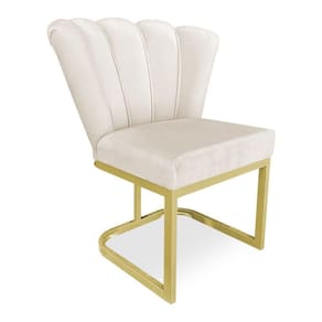 Poltrona Flor Veludo Base Metálica Industrial Dourado - Pallazio Cor Bege