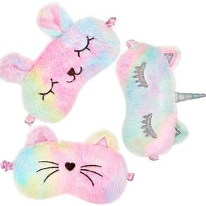 Máscara de dormir Geyoga Plush Sleeping Eye Cover para crianças, 3 unidades