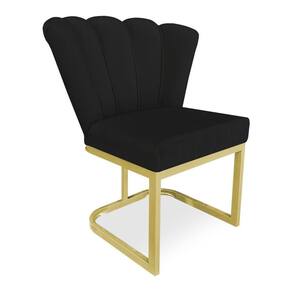 Poltrona Flor Veludo Base Metálica Industrial Dourado - Pallazio Cor Preto