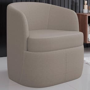 Poltrona Giratória Decorativa Para Sala Dandara K04 Bouclê Bege Escuro - Mpozenato