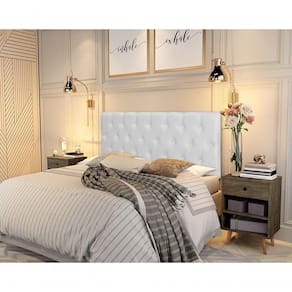 Painel Cabeceira Paris Queen Box Corino Branco