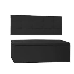 Kit Painel E Calçadeira Baú King 1,95m Roma Corano - Pallazio Cor Preto