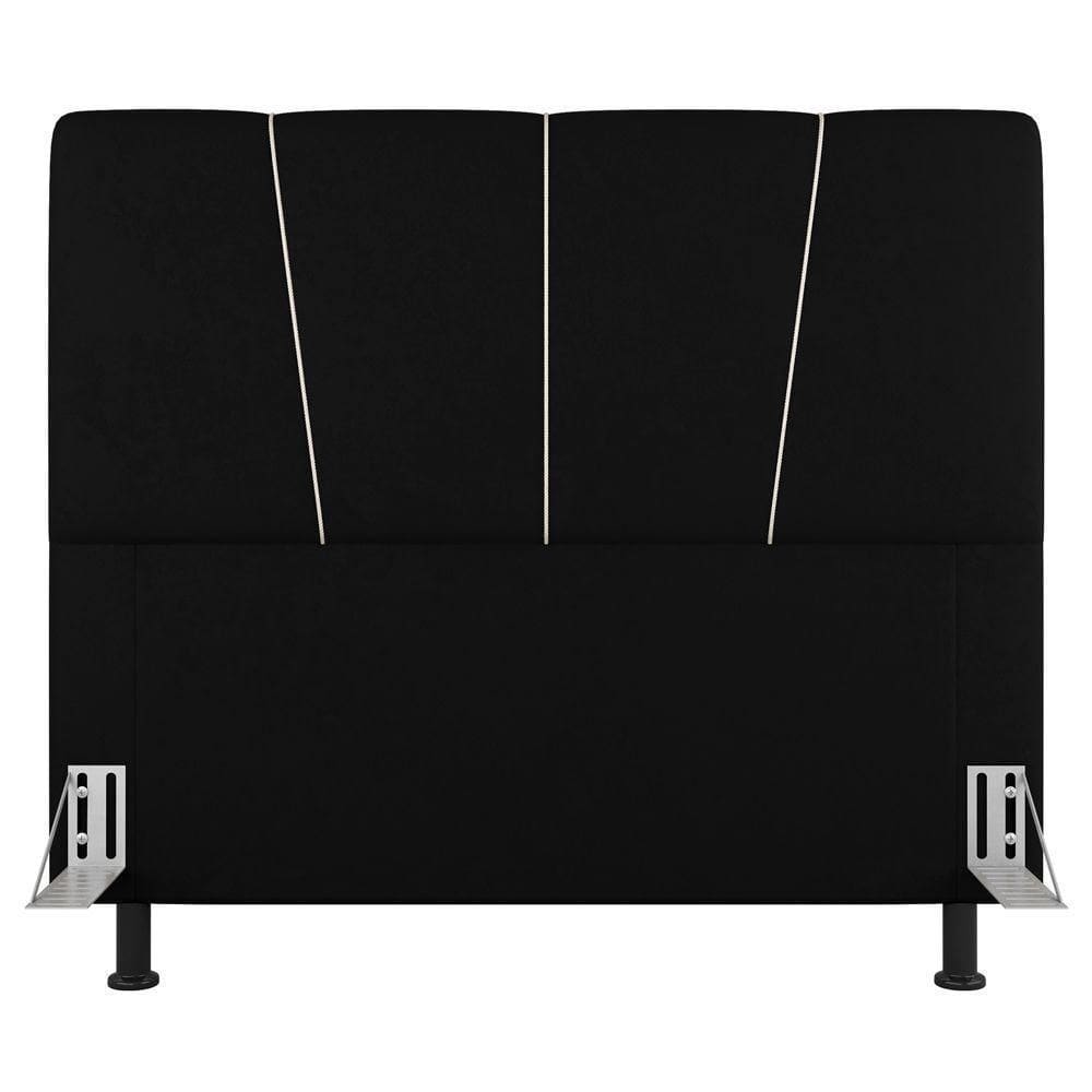 Cabeceira Cama Box Casal King Size Amber 195cm Estofada Sintético Preto - Abmaza
