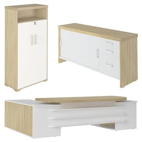 Conjunto Escritório Home Office 3 Peças Corp A06 Carvalho-branco - Mpozenato