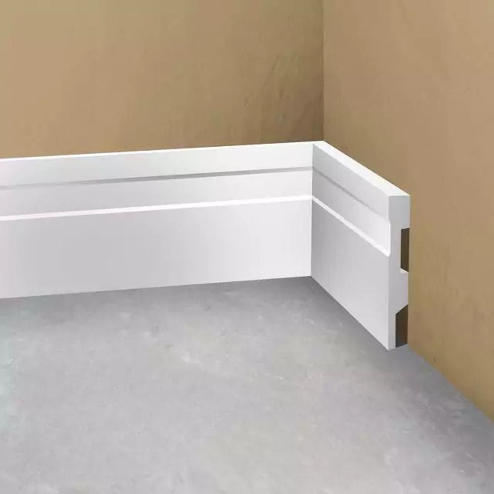 Kit 20 Barras Rodapé Poliestireno 10cm Frisado Branco 2m RM Decor
