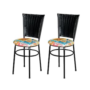 2 Cadeiras Pretas Para Cozinha Hawai Preta Com Assento Floral Cor:happy Hour