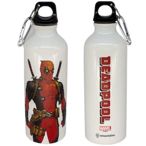 Garrafa Deadpool Alumínio Com Mosquetão 500ML Oficial Marvel