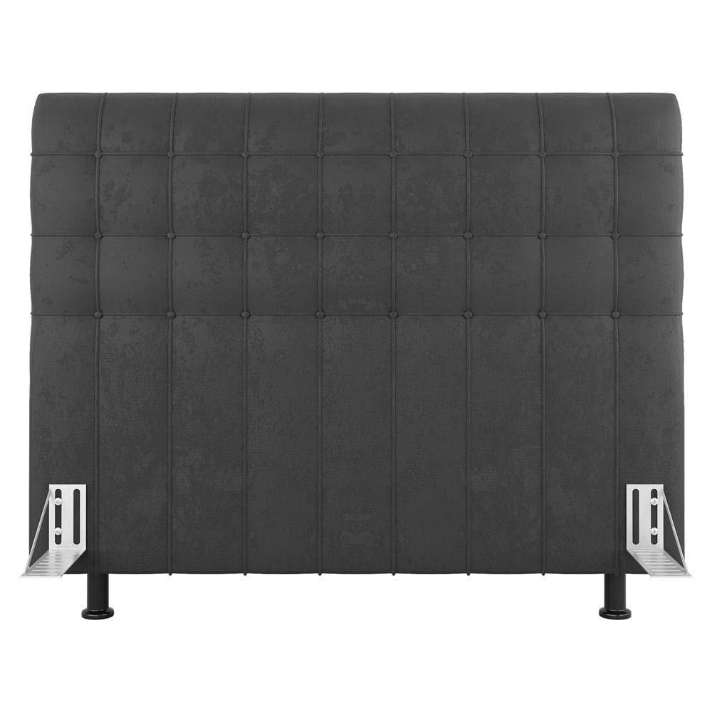 Cabeceira Cama Box Casal King Size Dahlia 195Cm Com Frame Suede Cinza Escuro - Abmaza