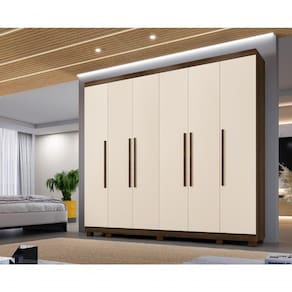 Guarda Roupa Casal 6 Portas E 6 Gavetas Atlanta Benetil Cor:imbuia/off White