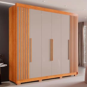 Guarda-roupa Casal Com Pé 6 Portas 6 Gavetas Granada Sallêto Cinamomo Com Off White