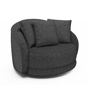 Poltrona Decorativa Giratória Para Sala 122cm Kaly M22 Linho Chumbo - Mpozenato