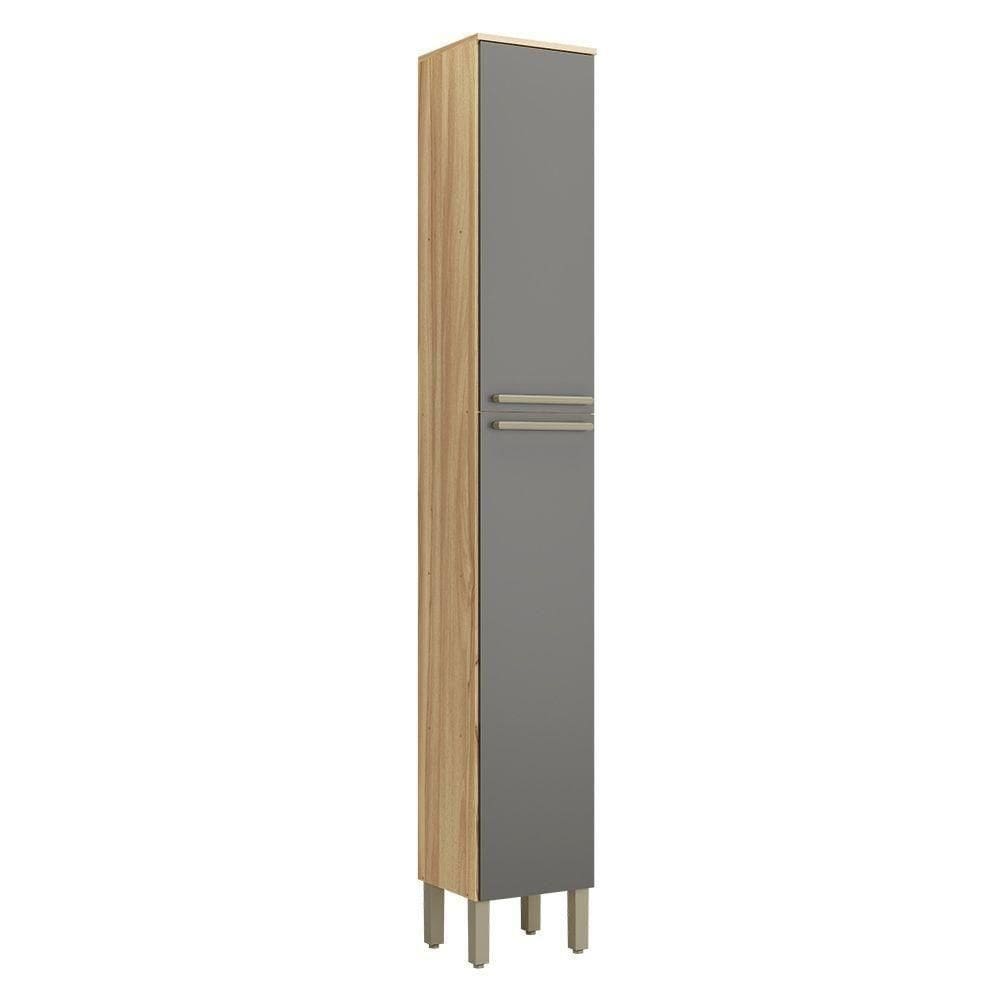 Paneleiro Simples Para Cozinha Com 2 Portas 100% Mdf Napoli Prime Rio Doce Amendoa-chumbo