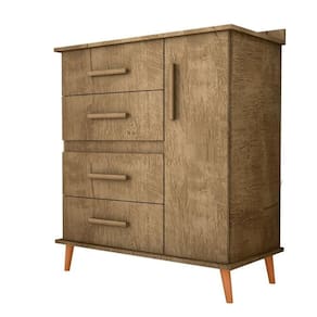 Cômoda Com 4 Gavetas E 1 Porta Com 4 Pés Retrô Olivia 85x123cm Canela