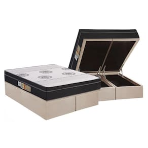 Cama Box Baú Queen: Colchão Ortopédico Polar D28 / EP Orthoface Firme + Base CRC Suede Clean(158x198)