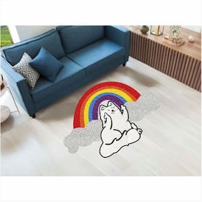 Tapete Capacho Gato no Arco Iris LGBT 80X55 cm No Formato.
