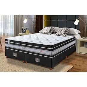 Conjunto Cama Box Queen De Molas Ensacadas Cama Inbox Select Euro Soft 158x198x71 Preto