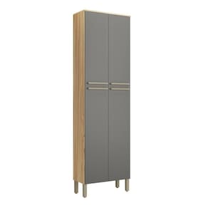 Paneleiro Duplo Para Cozinha Com 4 Portas 100% Mdf Napoli Prime Rio Doce Amendoa-chumbo