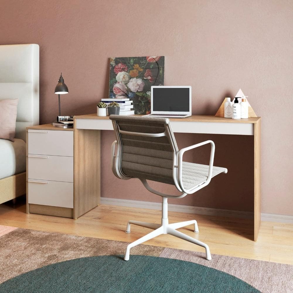 Escrivaninha Infantil 3 Gavetas em MDP Lamina Branco