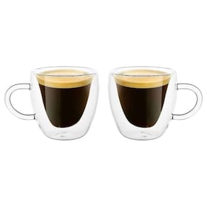 Conjunto 2 Xícaras Café Parede Dupla Vidro Borossilicato Modern 80ml - Lyor